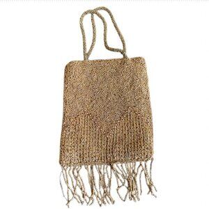 Vintage Boho  Gold Beaded Fringe Evening Bag